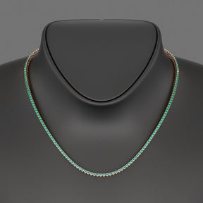 Natural Emerald Ombre Tennis Necklace in 14K/18K Gold - Evara Jewelry LLC