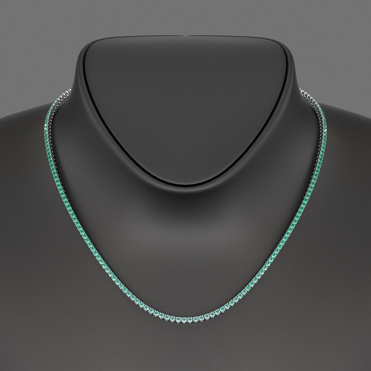 Natural Emerald Ombre Tennis Necklace in 14K/18K Gold - Evara Jewelry LLC