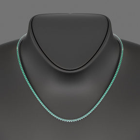 Natural Emerald Ombre Tennis Necklace in 14K/18K Gold - Evara Jewelry LLC