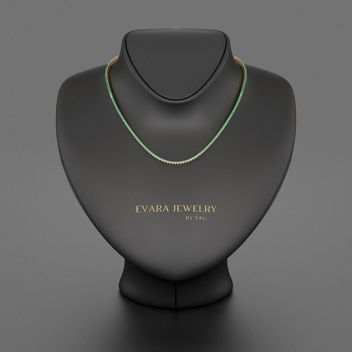 Natural Emerald Ombre Tennis Necklace in 14K/18K Gold - Evara Jewelry LLC