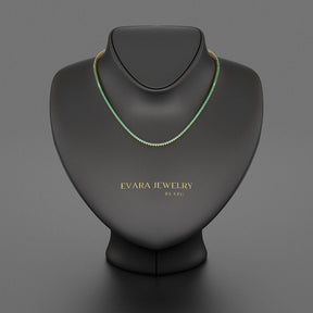 Natural Emerald Ombre Tennis Necklace in 14K/18K Gold - Evara Jewelry LLC