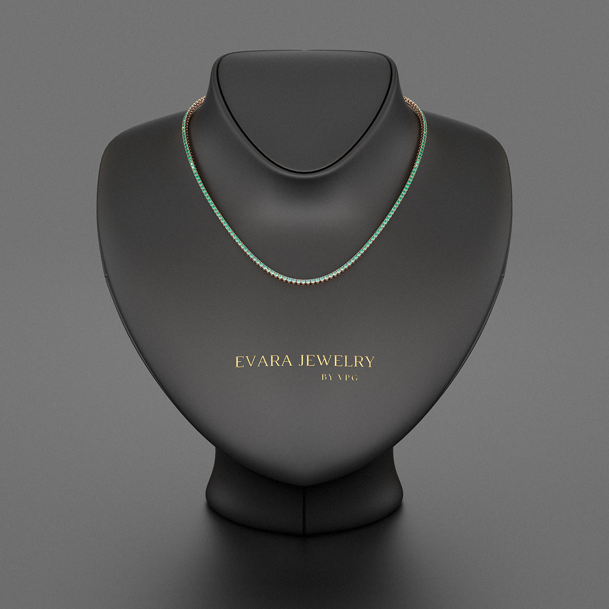 Natural Emerald Ombre Tennis Necklace in 14K/18K Gold - Evara Jewelry LLC