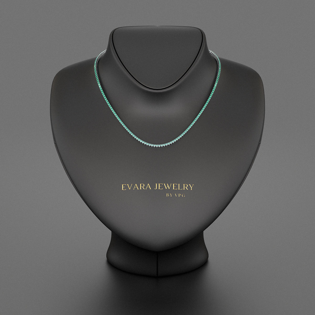 Natural Emerald Ombre Tennis Necklace in 14K/18K Gold - Evara Jewelry LLC