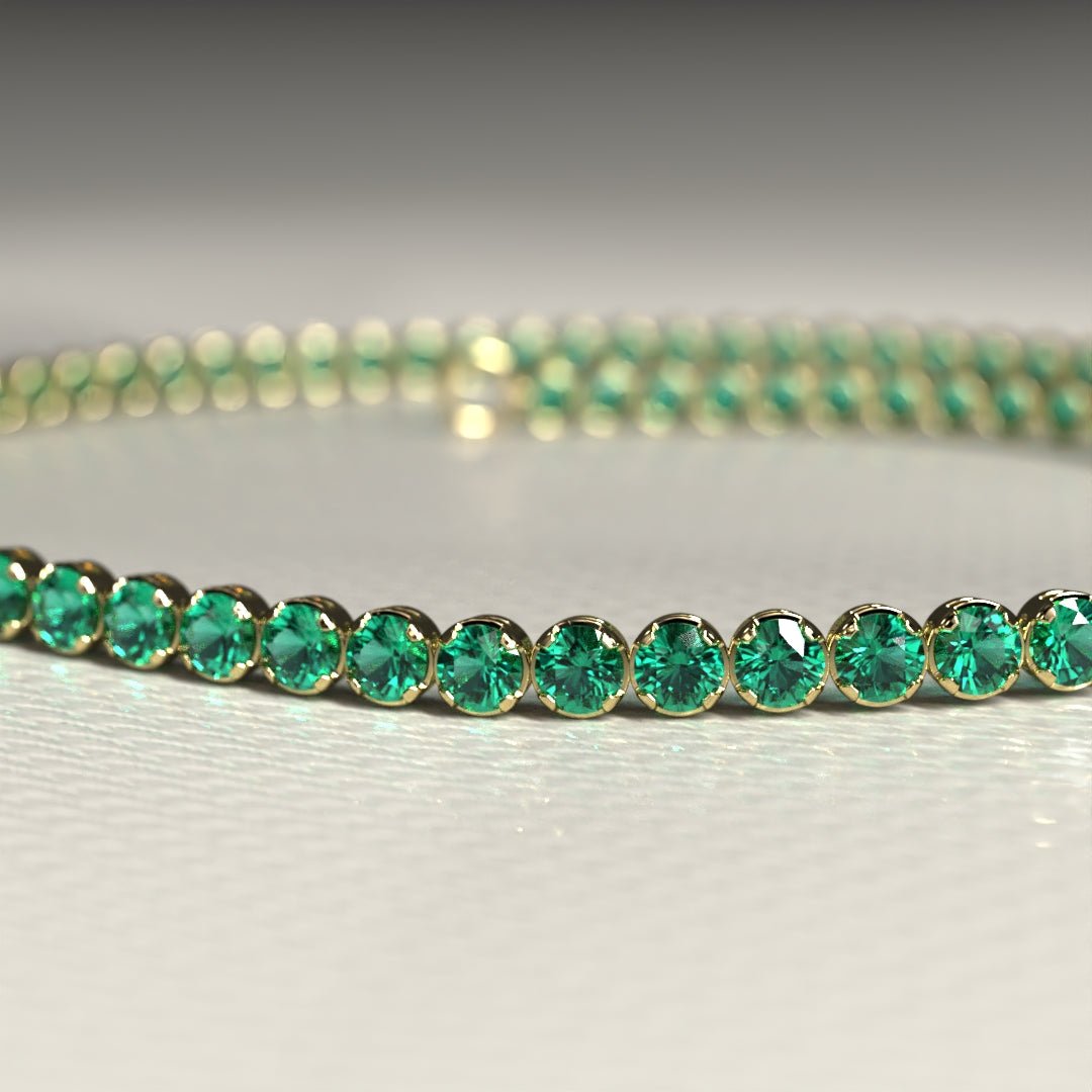 Natural Emerald Tennis Bracelet in 14K/18K Gold / May Birthstone Bracelet - Evara Jewelry LLC