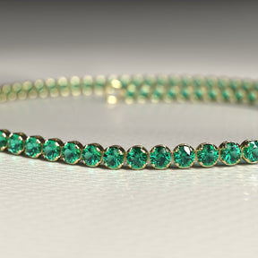 Natural Emerald Tennis Bracelet in 14K/18K Gold / May Birthstone Bracelet - Evara Jewelry LLC