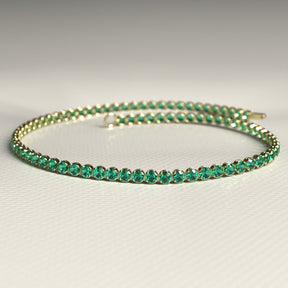 Natural Emerald Tennis Bracelet in 14K/18K Gold / May Birthstone Bracelet - Evara Jewelry LLC