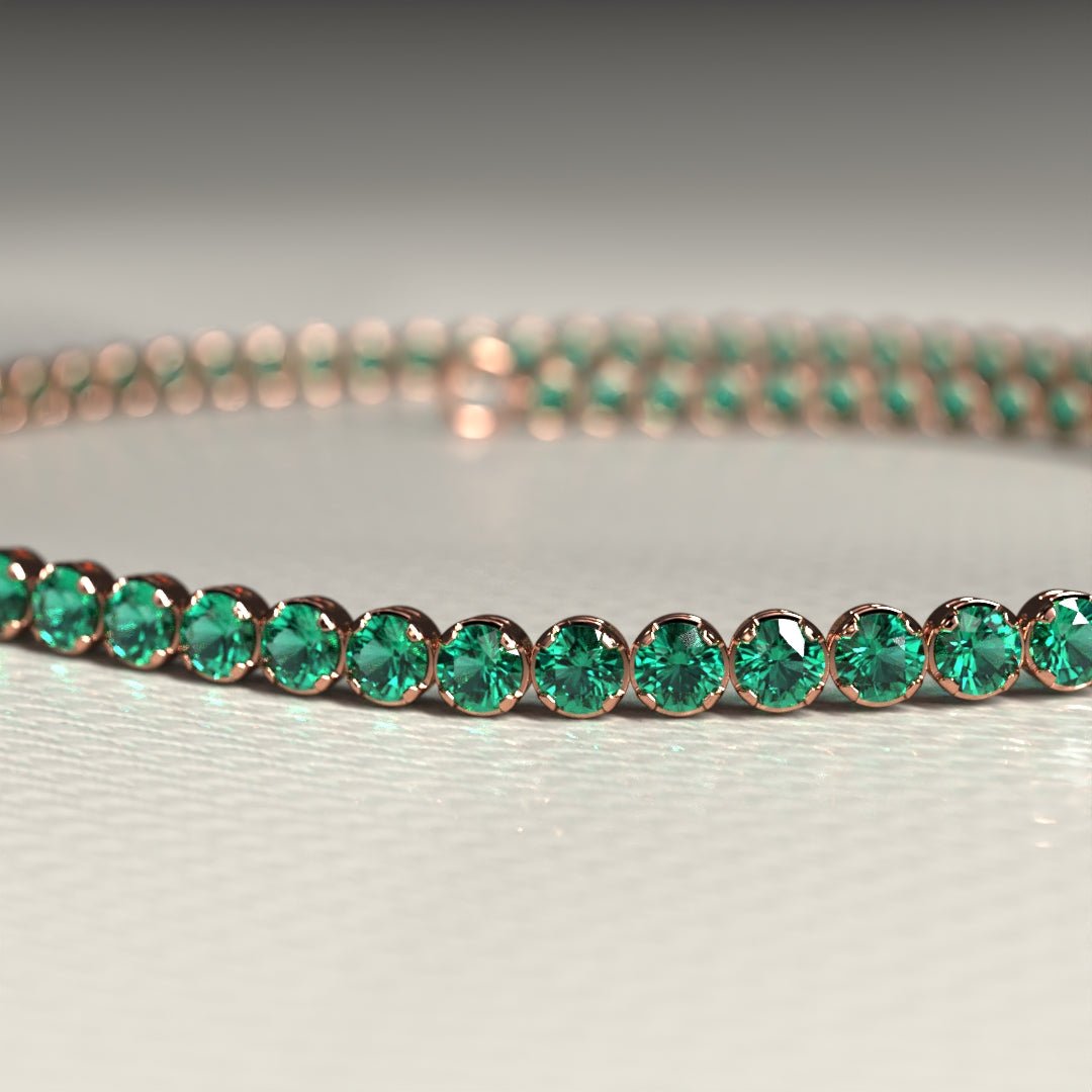 Natural Emerald Tennis Bracelet in 14K/18K Gold / May Birthstone Bracelet - Evara Jewelry LLC