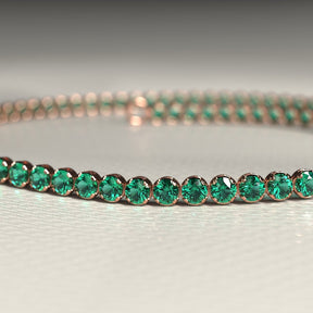 Natural Emerald Tennis Bracelet in 14K/18K Gold / May Birthstone Bracelet - Evara Jewelry LLC