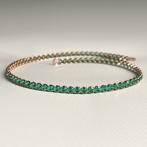 Natural Emerald Tennis Bracelet in 14K/18K Gold / May Birthstone Bracelet - Evara Jewelry LLC
