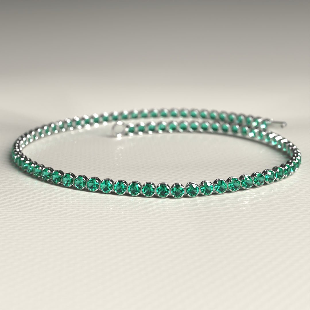 Natural Emerald Tennis Bracelet in 14K/18K Gold / May Birthstone Bracelet - Evara Jewelry LLC
