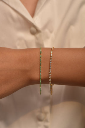 Natural Emerald Tennis Bracelet in 14K/18K Gold / May Birthstone Bracelet - Evara Jewelry LLC