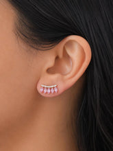 Natural Pink Sapphire Climber Stud Earrings in 14K - Evara Jewelry LLC
