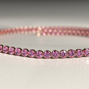 Natural Pink Sapphire Tennis Bracelet in 14K/18K Gold / September Birthstone Bracelet - Evara Jewelry LLC