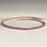 Natural Pink Sapphire Tennis Bracelet in 14K/18K Gold / September Birthstone Bracelet - Evara Jewelry LLC