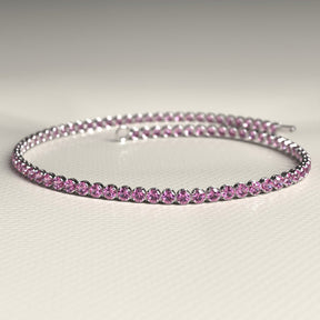 Natural Pink Sapphire Tennis Bracelet in 14K/18K Gold / September Birthstone Bracelet - Evara Jewelry LLC