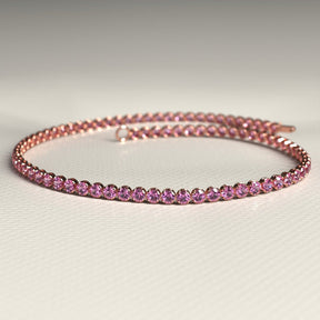 Natural Pink Sapphire Tennis Bracelet in 14K/18K Gold / September Birthstone Bracelet - Evara Jewelry LLC