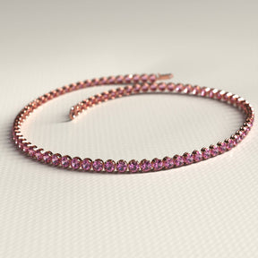 Natural Pink Sapphire Tennis Bracelet in 14K/18K Gold / September Birthstone Bracelet - Evara Jewelry LLC