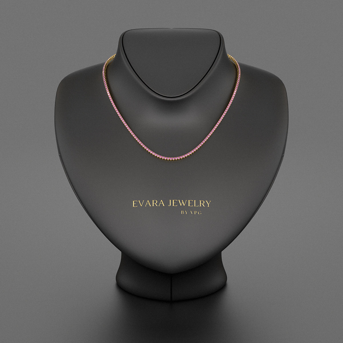 Natural Pink Sapphire Tennis Necklace in 14K/18K Gold - Evara Jewelry LLC