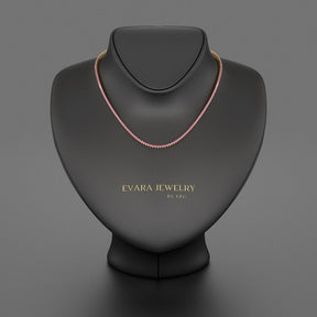 Natural Pink Sapphire Tennis Necklace in 14K/18K Gold - Evara Jewelry LLC