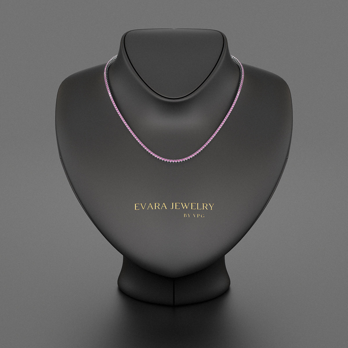 Natural Pink Sapphire Tennis Necklace in 14K/18K Gold - Evara Jewelry LLC