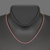 Natural Pink Sapphire Tennis Necklace in 14K/18K Gold - Evara Jewelry LLC