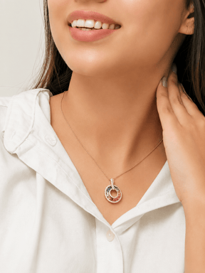 Natural Rainbow Sapphire and Lab-Grown Diamond Circle Pendant Necklace in 14K Gold - Evara Jewelry LLC