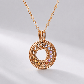 Natural Rainbow Sapphire and Lab-Grown Diamond Circle Pendant Necklace in 14K Gold - Evara Jewelry LLC