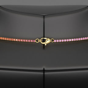 Natural Rainbow Sapphire Tennis Necklace in 14K/18K Solid Gold - Evara Jewelry LLC