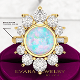 Natural Round Fire Opal & CVD Diamond Victorian Era Wedding Ring - Evara Jewelry LLC