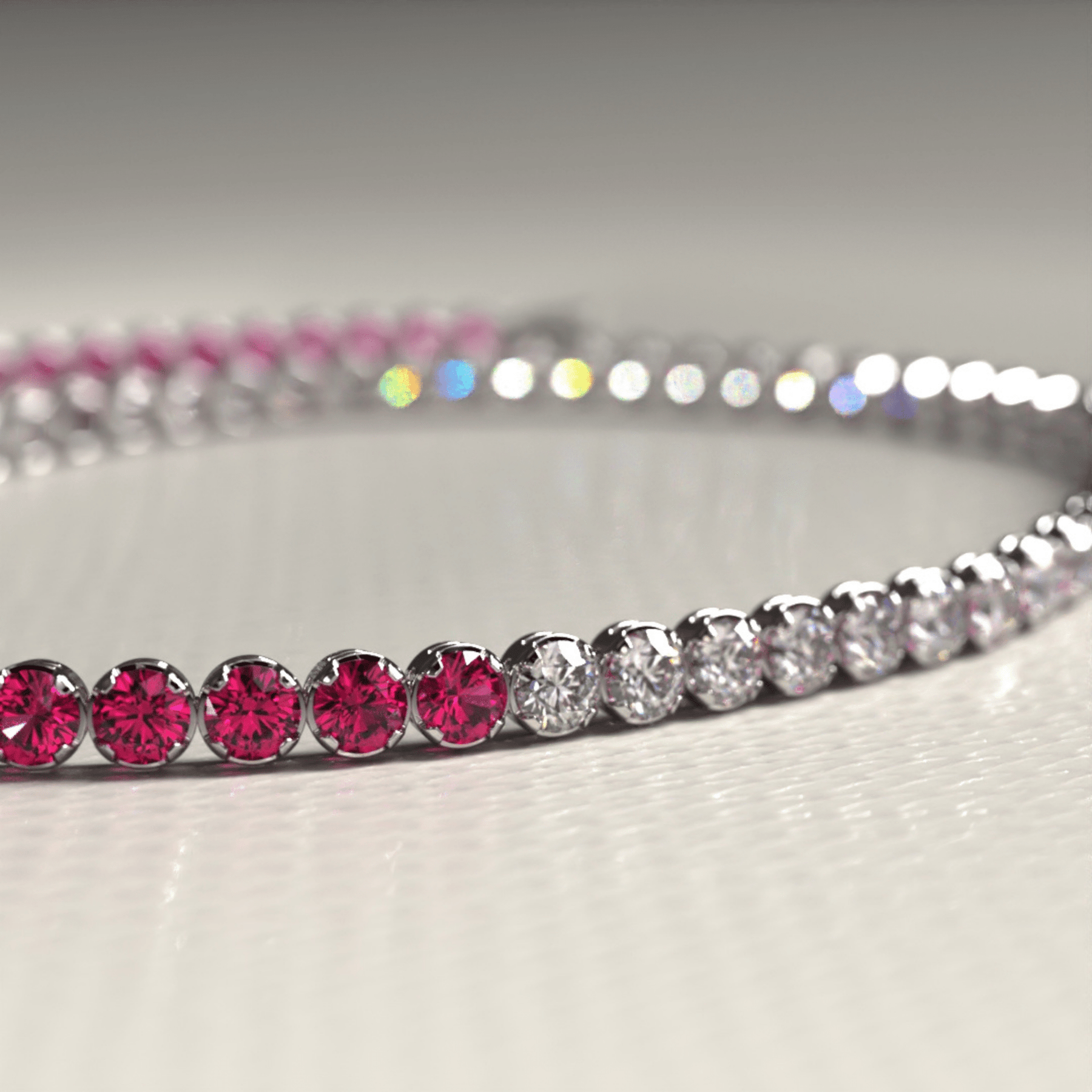 Natural Ruby & Diamond 50 - 50 Tennis Bracelet in 14K/18K Rose Gold - Evara Jewelry LLC