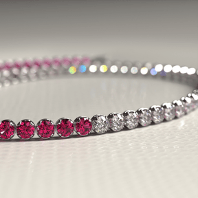 Natural Ruby & Diamond 50 - 50 Tennis Bracelet in 14K/18K Rose Gold - Evara Jewelry LLC