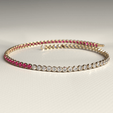 Natural Ruby & Diamond 50 - 50 Tennis Bracelet in 14K/18K Rose Gold - Evara Jewelry LLC