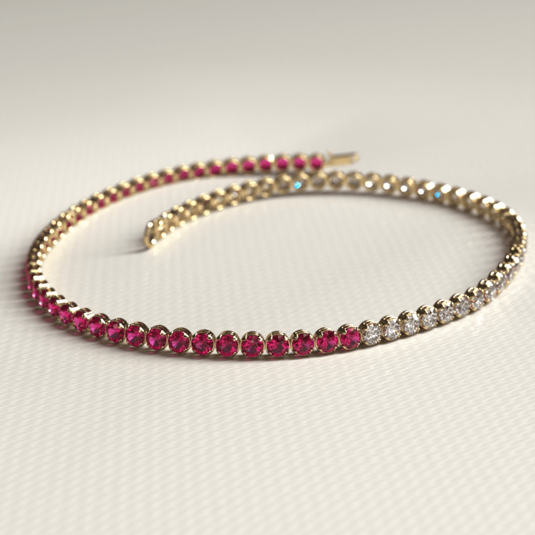 Natural Ruby & Diamond 50 - 50 Tennis Bracelet in 14K/18K Rose Gold - Evara Jewelry LLC