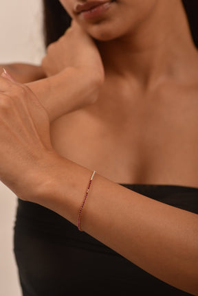 Natural Ruby & Diamond 50 - 50 Tennis Bracelet in 14K/18K Rose Gold - Evara Jewelry LLC