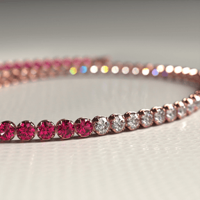 Natural Ruby & Diamond 50 - 50 Tennis Bracelet in 14K/18K Rose Gold - Evara Jewelry LLC
