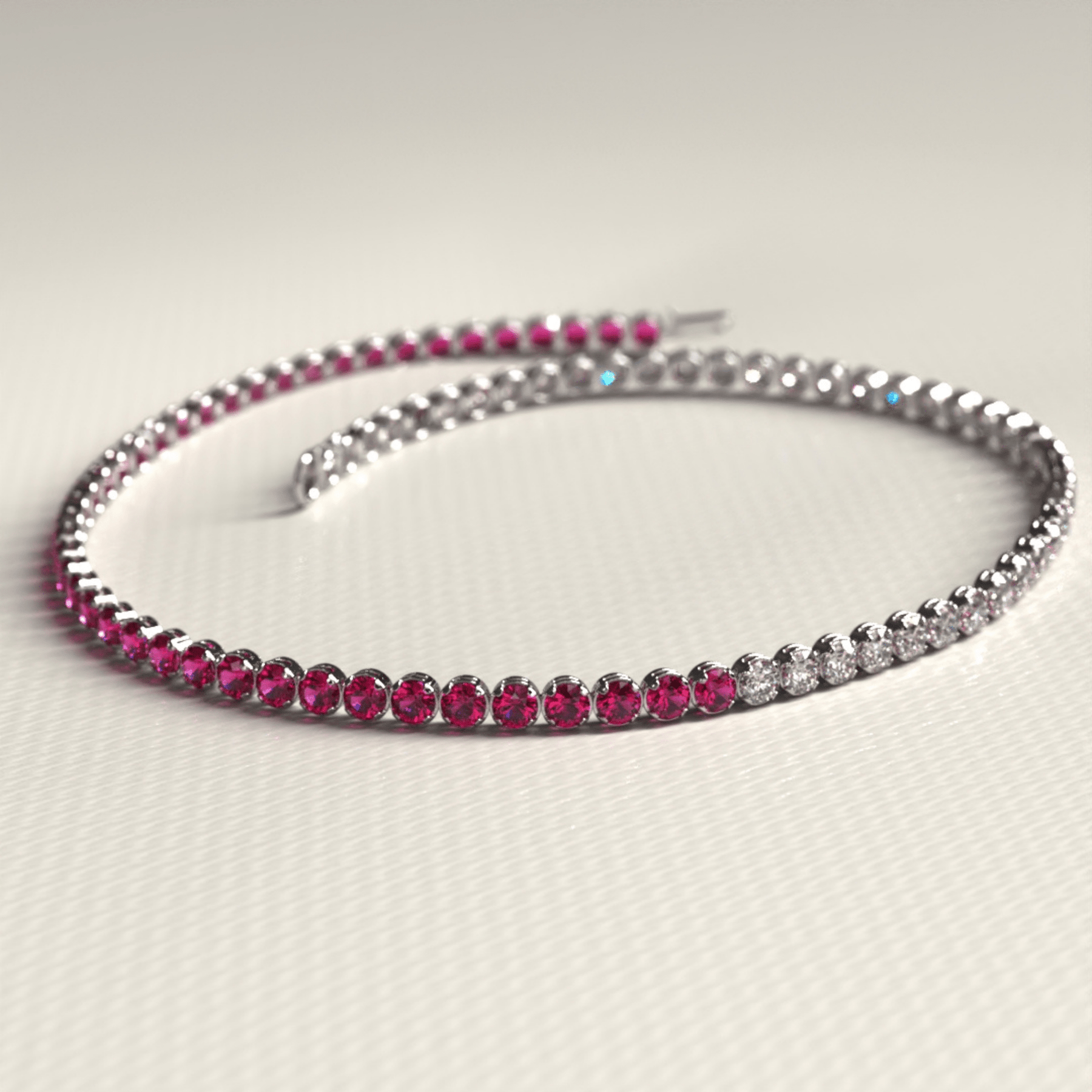 Natural Ruby & Diamond 50 - 50 Tennis Bracelet in 14K/18K Rose Gold - Evara Jewelry LLC