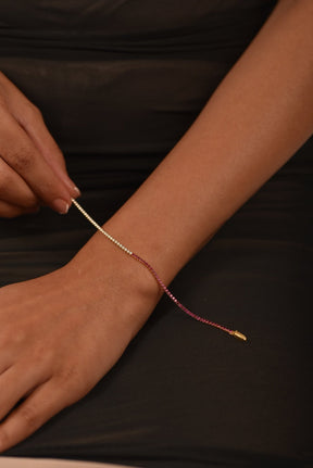 Natural Ruby & Diamond 50 - 50 Tennis Bracelet in 14K/18K Rose Gold - Evara Jewelry LLC