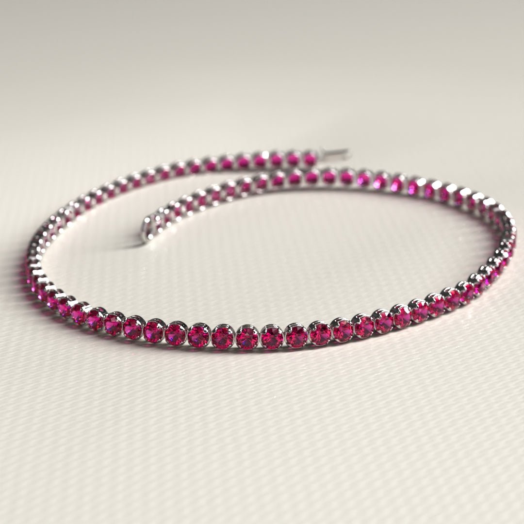 Natural Ruby Tennis Bracelet in 14K/18K Gold / July Birthstone Bracelet - Evara Jewelry LLC