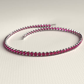 Natural Ruby Tennis Bracelet in 14K/18K Gold / July Birthstone Bracelet - Evara Jewelry LLC