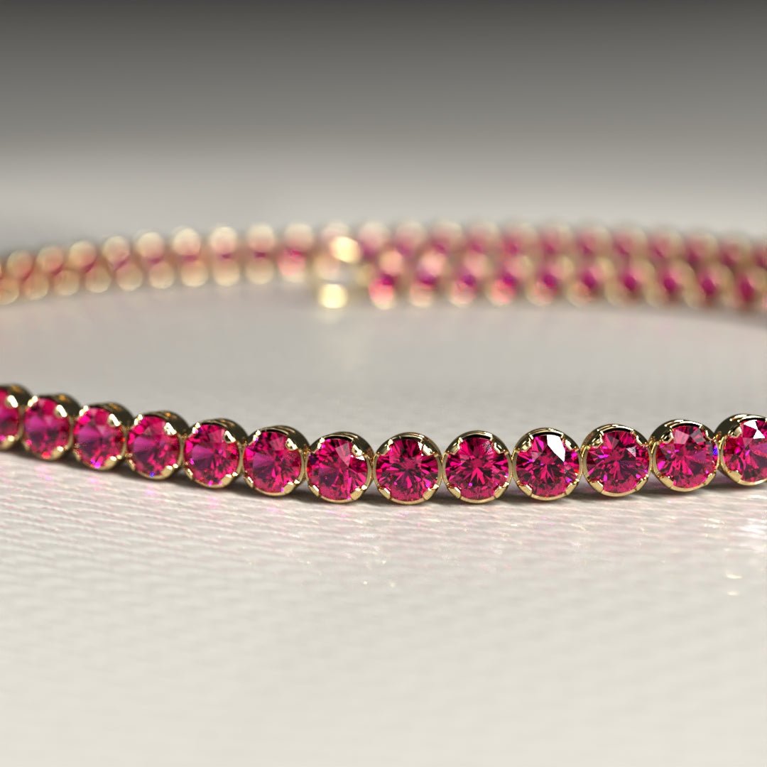 Natural Ruby Tennis Bracelet in 14K/18K Gold / July Birthstone Bracelet - Evara Jewelry LLC