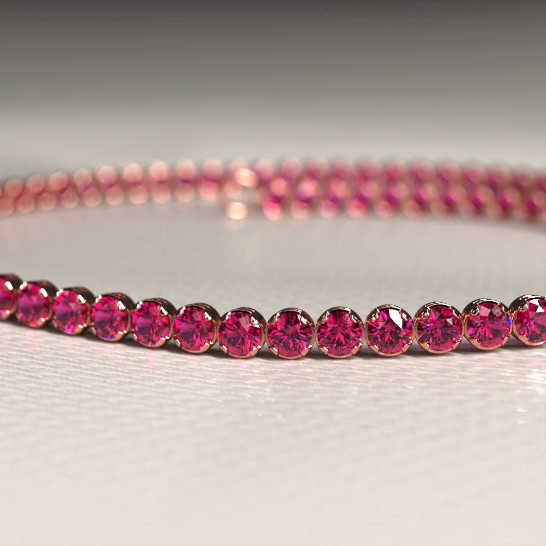 Natural Ruby Tennis Bracelet in 14K/18K Gold / July Birthstone Bracelet - Evara Jewelry LLC