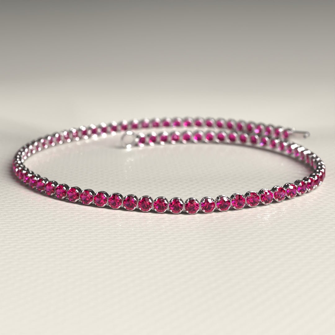 Natural Ruby Tennis Bracelet in 14K/18K Gold / July Birthstone Bracelet - Evara Jewelry LLC