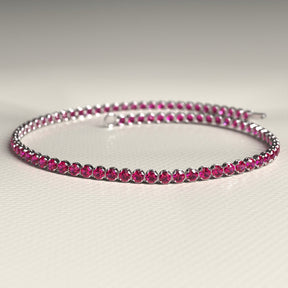 Natural Ruby Tennis Bracelet in 14K/18K Gold / July Birthstone Bracelet - Evara Jewelry LLC