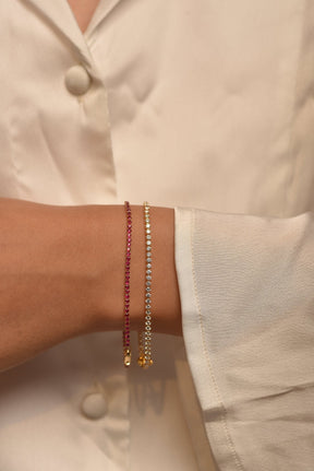 Natural Ruby Tennis Bracelet in 14K/18K Gold / July Birthstone Bracelet - Evara Jewelry LLC