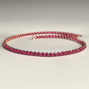 Natural Ruby Tennis Bracelet in 14K/18K Gold / July Birthstone Bracelet - Evara Jewelry LLC