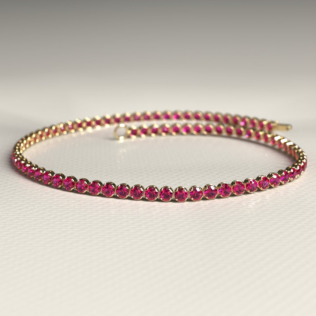 Natural Ruby Tennis Bracelet in 14K/18K Gold / July Birthstone Bracelet - Evara Jewelry LLC
