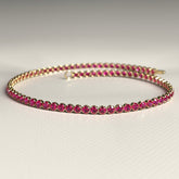 Natural Ruby Tennis Bracelet in 14K/18K Gold / July Birthstone Bracelet - Evara Jewelry LLC