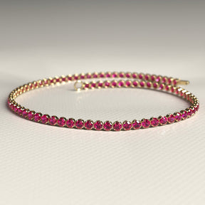 Natural Ruby Tennis Bracelet in 14K/18K Gold / July Birthstone Bracelet - Evara Jewelry LLC