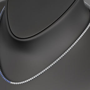 Natural Sapphire & Diamond 50 - 50 Tennis Necklace in 14K/18K Gold - Evara Jewelry LLC