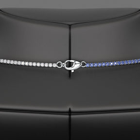 Natural Sapphire & Diamond 50 - 50 Tennis Necklace in 14K/18K Gold - Evara Jewelry LLC